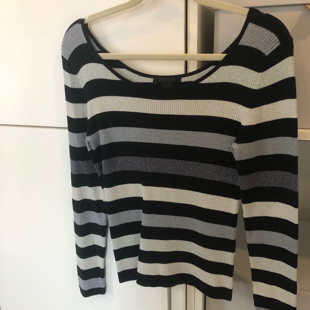 The Limited Sparkly Striped Stretch Top Large
